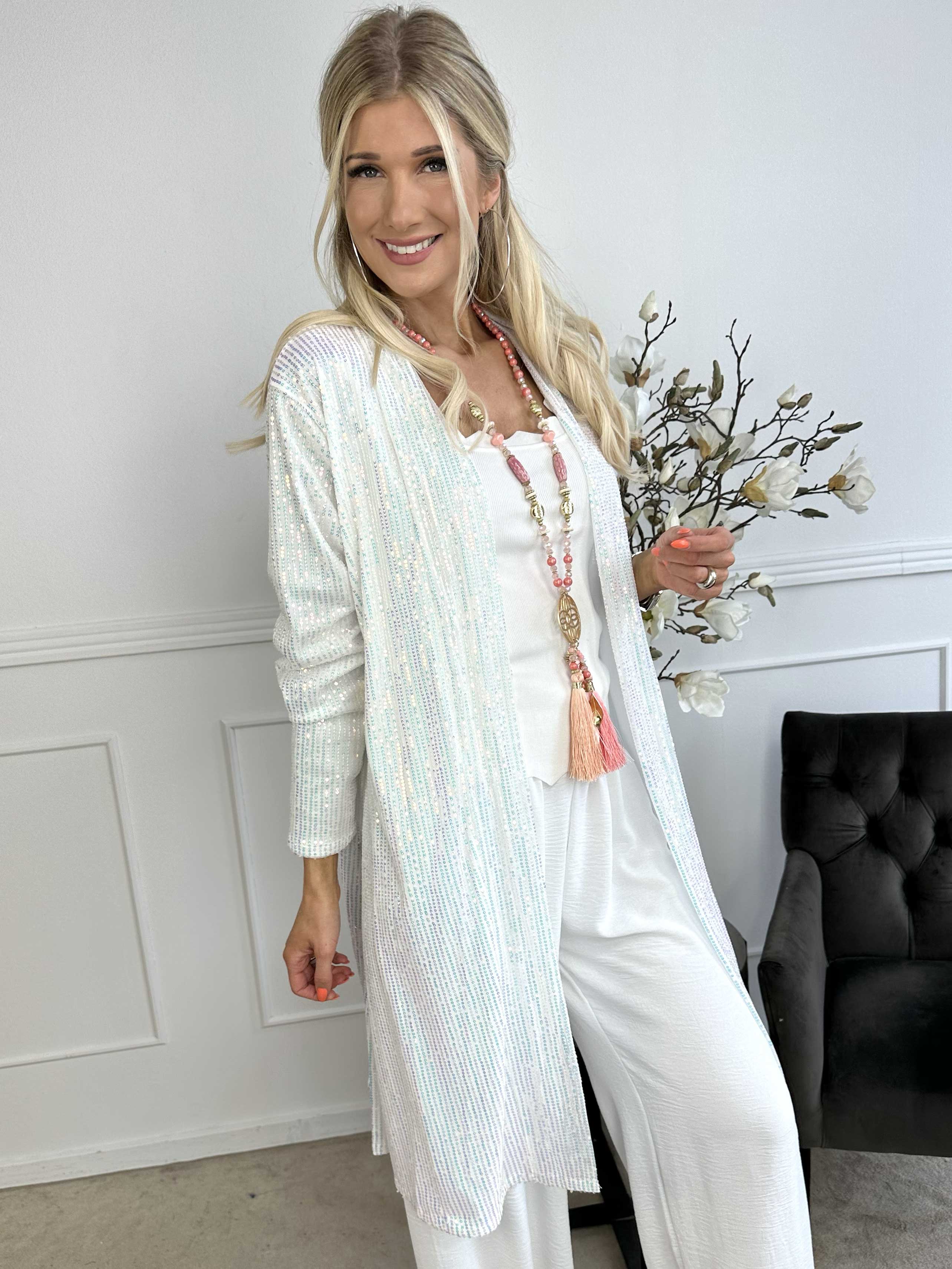 Rosa Glitter - Cardigan med pailletter